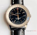 V7 Factory Swiss Breitling Navitimer 1 Black Leather Strap Watch SW200 Movement